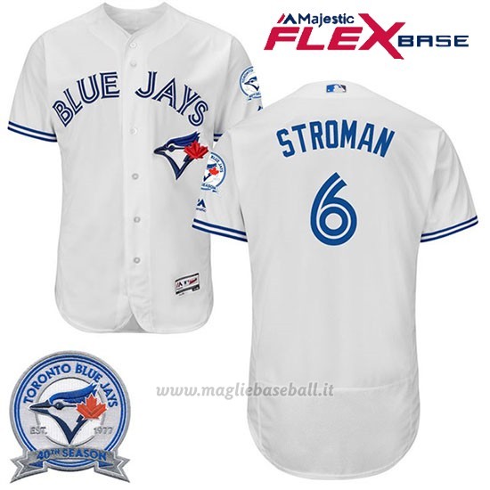 Maglia Baseball Uomo Toronto Blue Jays Marcus Stroman 6 Bianco Flex Base 40 Anniversario